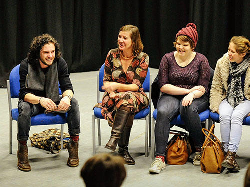 Actor from Game of Thrones Kit Harrington (Jon Snow) gives a talk in the Drama Studio at The University of Worcester