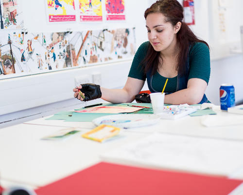 Illustration student working in teaching space
