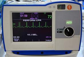 A heart monitor screen used for paramedic training on our paramedic science degree.