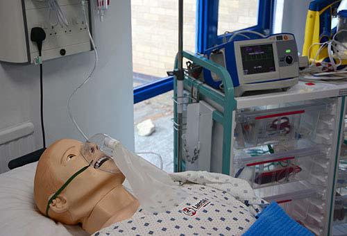 A sim man doll used for paramedic training on our paramedic science degree.