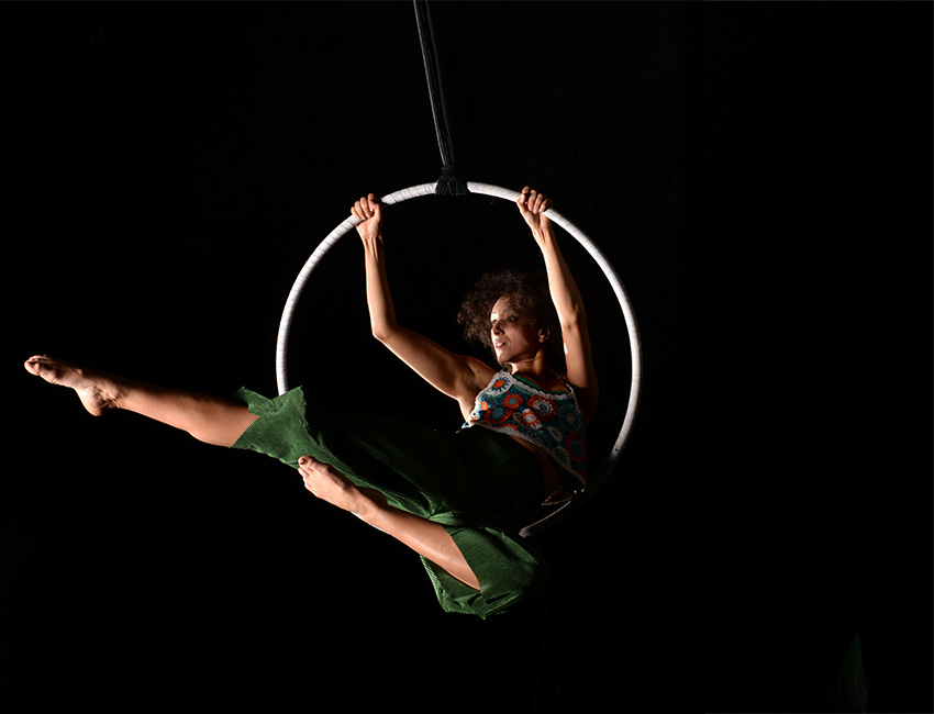 Circus arts student performing 