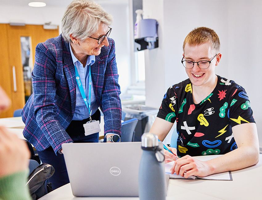 Students walking outside our St John's Campus main reception