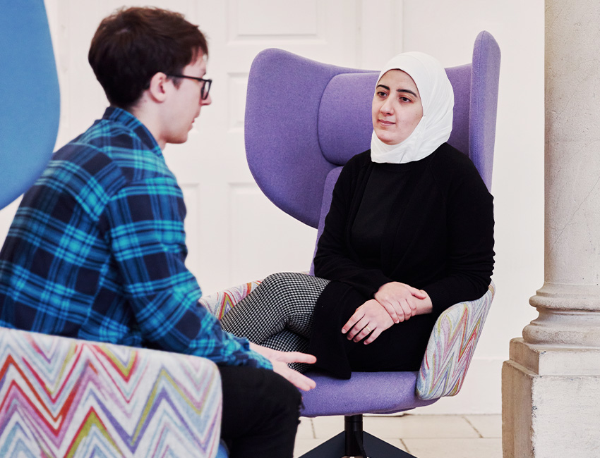 Two students talking