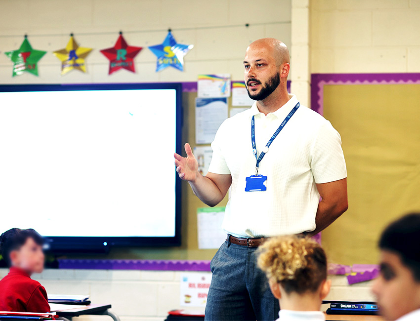 Students walking outside our St John's Campus main reception