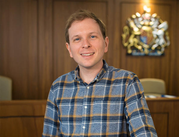 Chris Monaghan in the mock law court
