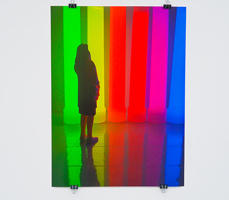 A close up shot of a rainbow piece of art work by Ellie Payton