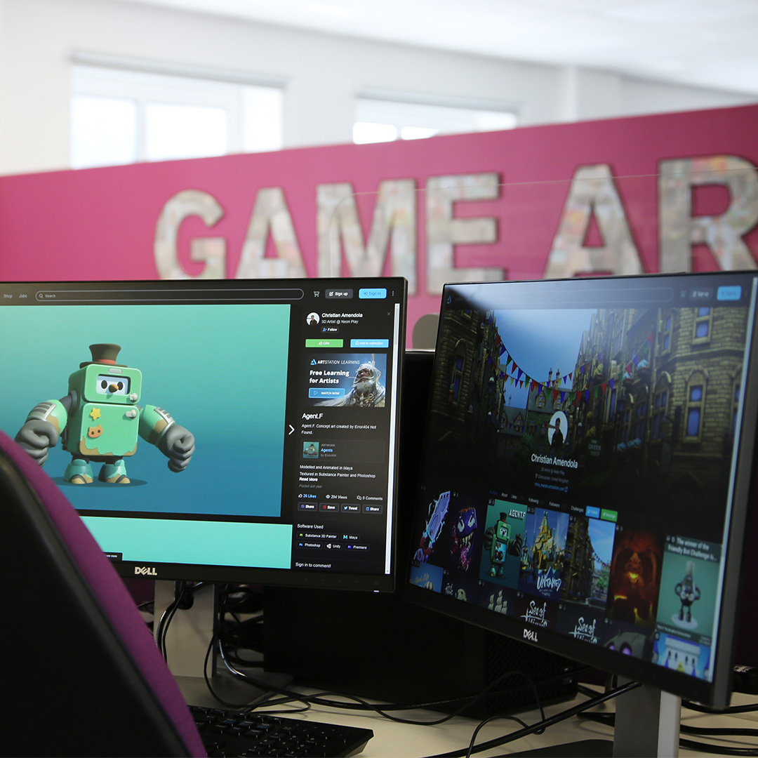 A computer screen showing a students' game art