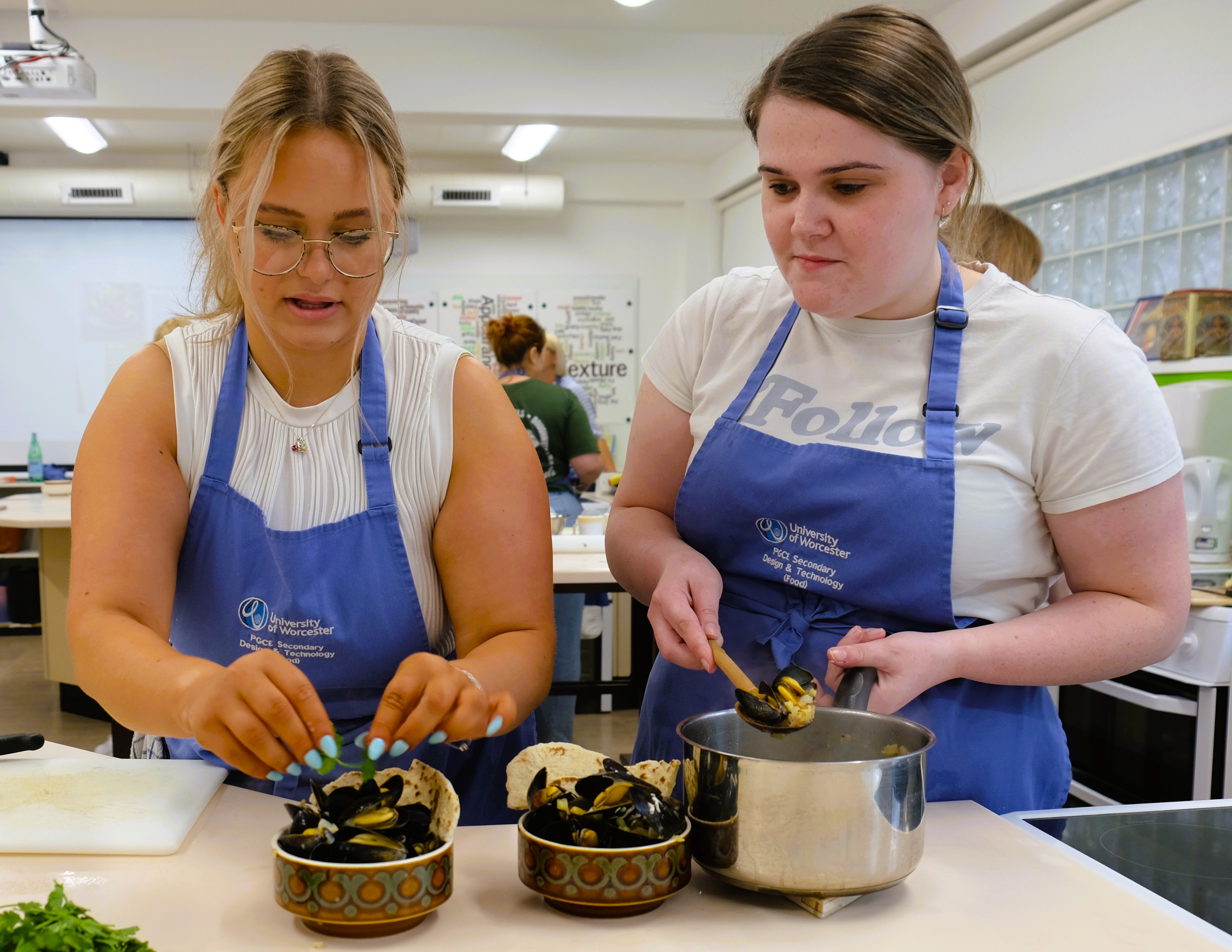 Two students cooking
