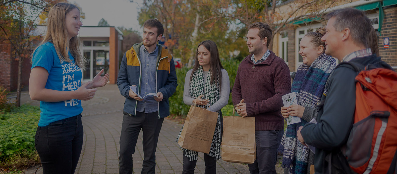 A campus tour at a University of Worcester Open Day