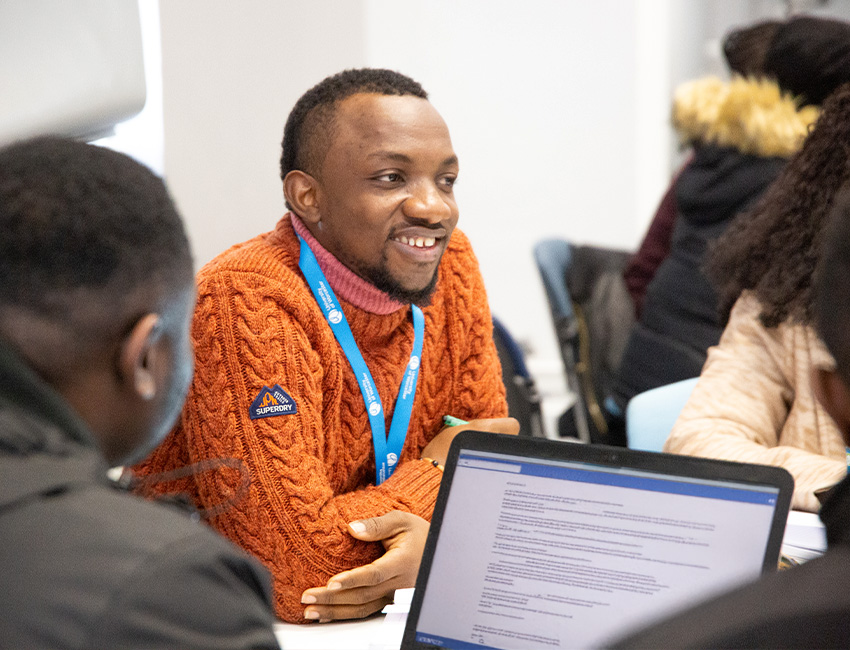 Students in discussion during a seminar