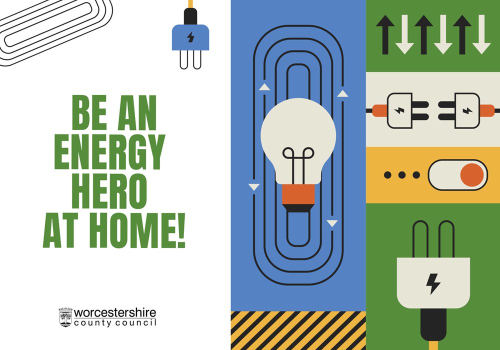 Graphic promoting energy conservation at home.