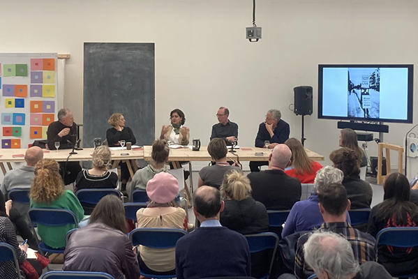 A group of speakers at an Art and Climate Change Event