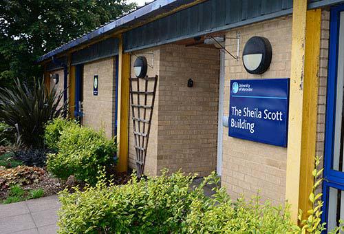 Exterior view of the University's Sheila Scott Building used for teaching on our nursing degree.