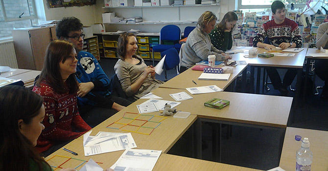 PGCE Maths students doing tasks in seminar room