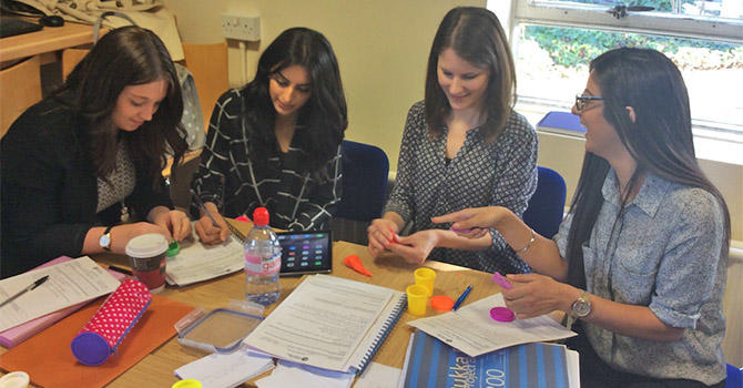 PGCE Psychology students doing practical group task