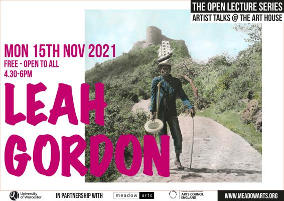 Poster for Leah Gorgon artist talk at the Art House