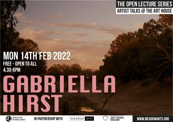 Poster for Gabriella Hirst artist talk at the Art House
