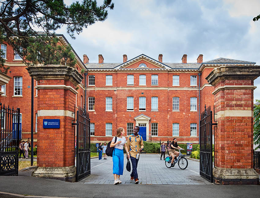 Students walking outside our St John's Campus main reception