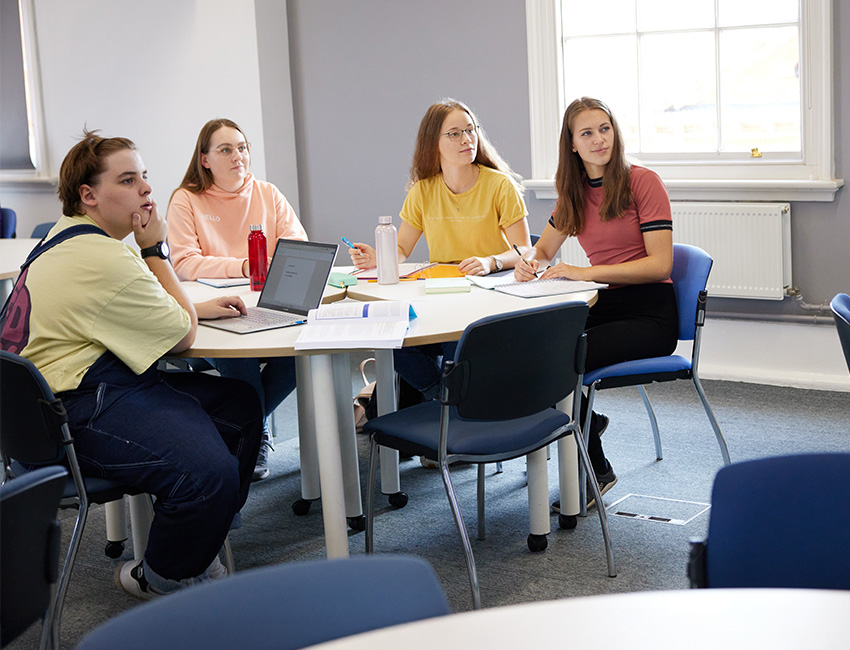 Students walking outside our St John's Campus main reception