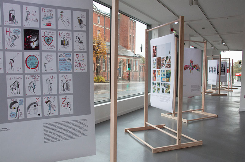 Several display boards at the Art House