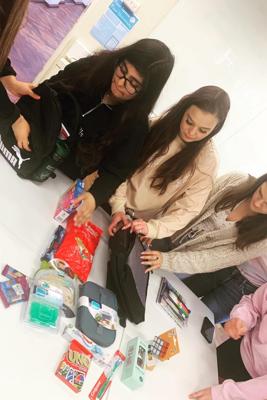students around a table