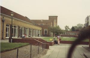 A view of St John's Campus dining hall and main reception, from the 1990s