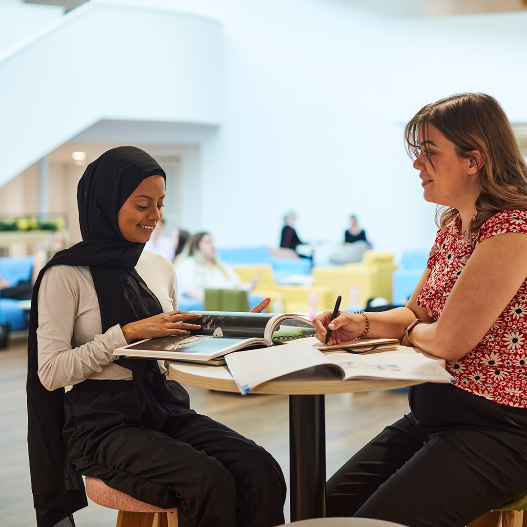 Two students studying together