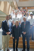 Justine Greening with students at The Hive web