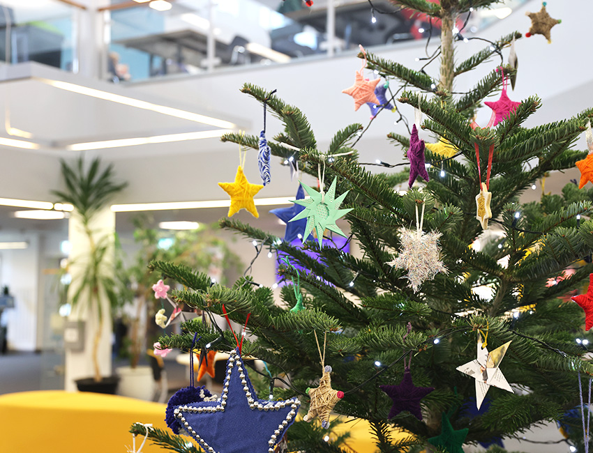Students walking outside our St John's Campus main reception