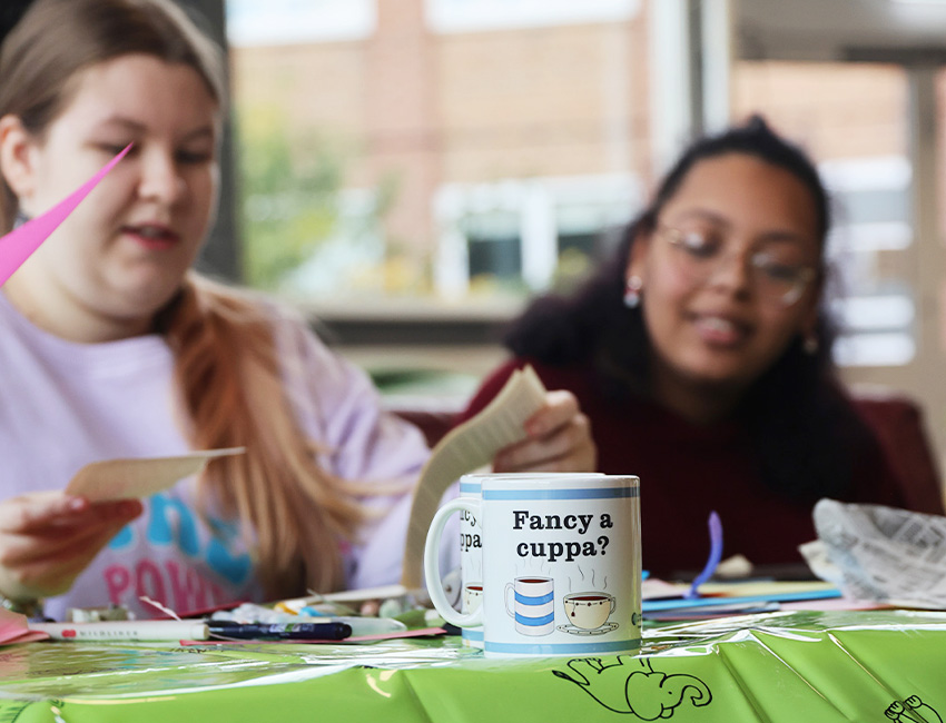 Students walking outside our St John's Campus main reception