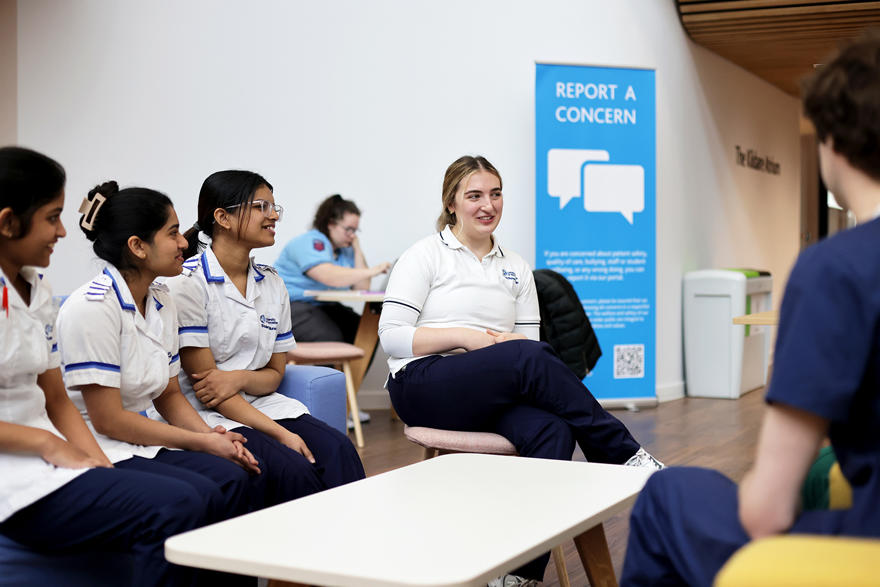 Nursing students talking with medical students