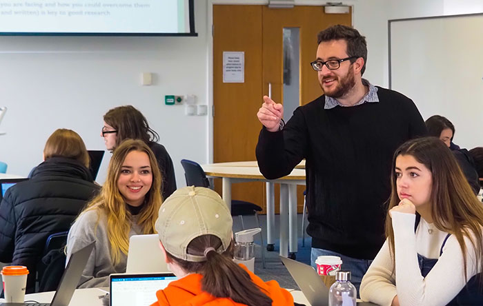 Students walking outside our St John's Campus main reception