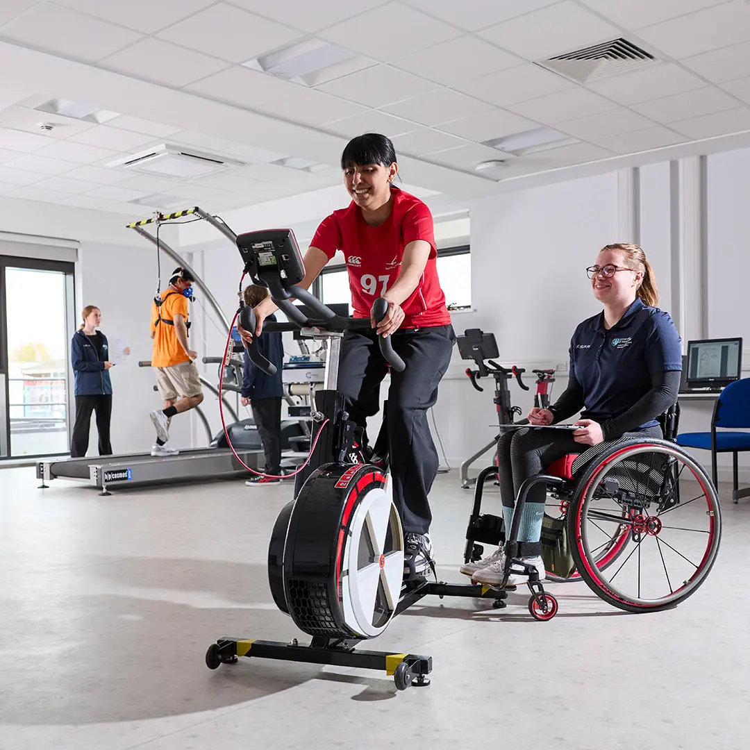 Student using sports equipment