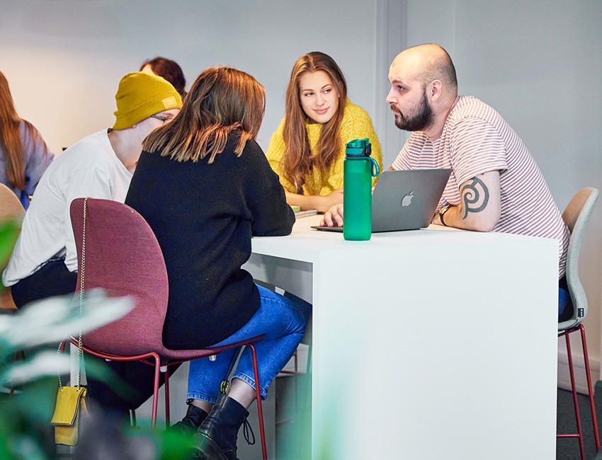 Students having a group discussion
