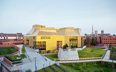 A raised view of The Hive from outside