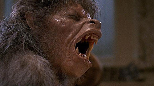 A man transforms into a werewolf in this film still