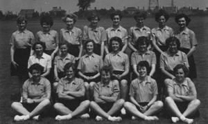 The 1950s netball team dressed in their uniforms