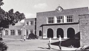 A view of the exterior of the university st johns campus in the 1960s