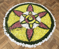 an Onam flower arrangement