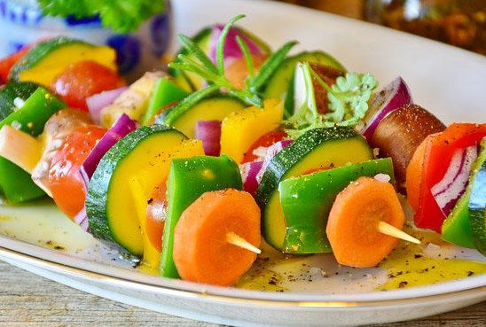 Some colourful vegetable skewers