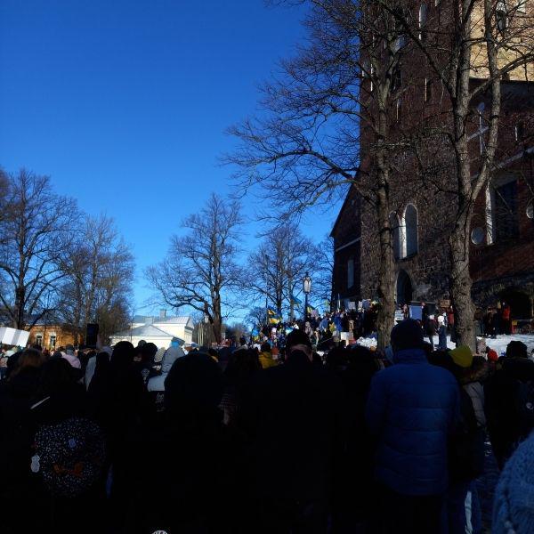 A snapshot of a peaceful demonstration that I attended in Turku back in February