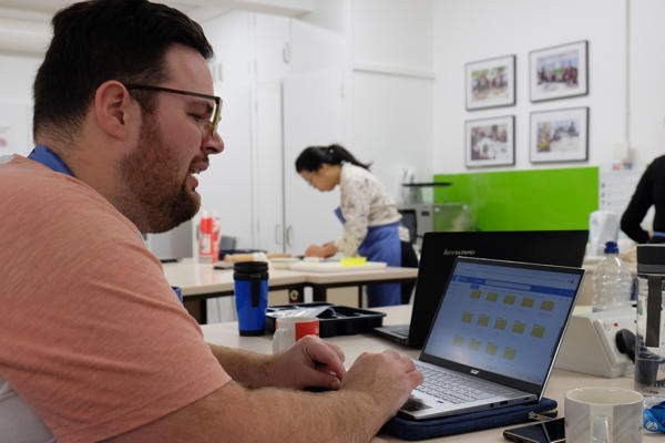 Student using a computer