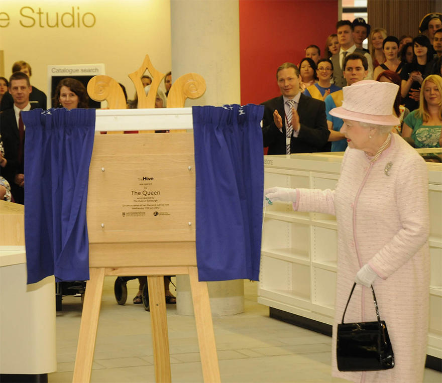 Queen Elizabeth II opening the Hive
