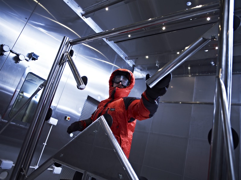 A sports students inside an environmental chamber
