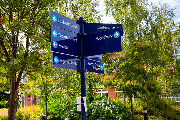 St John's campus sign display directions