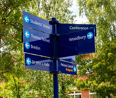 St John's campus sign display directions
