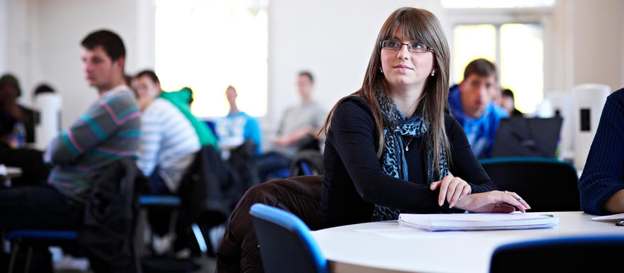 Business student during a lecture