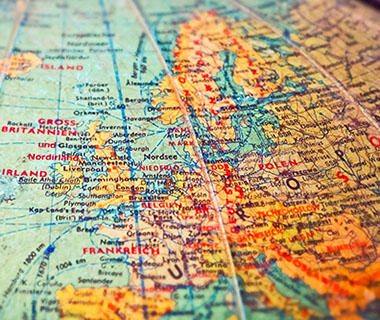 A close up of a globe