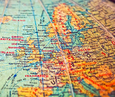 A close up of a globe