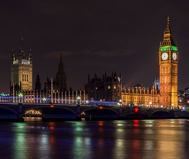 The houses of parliament at night